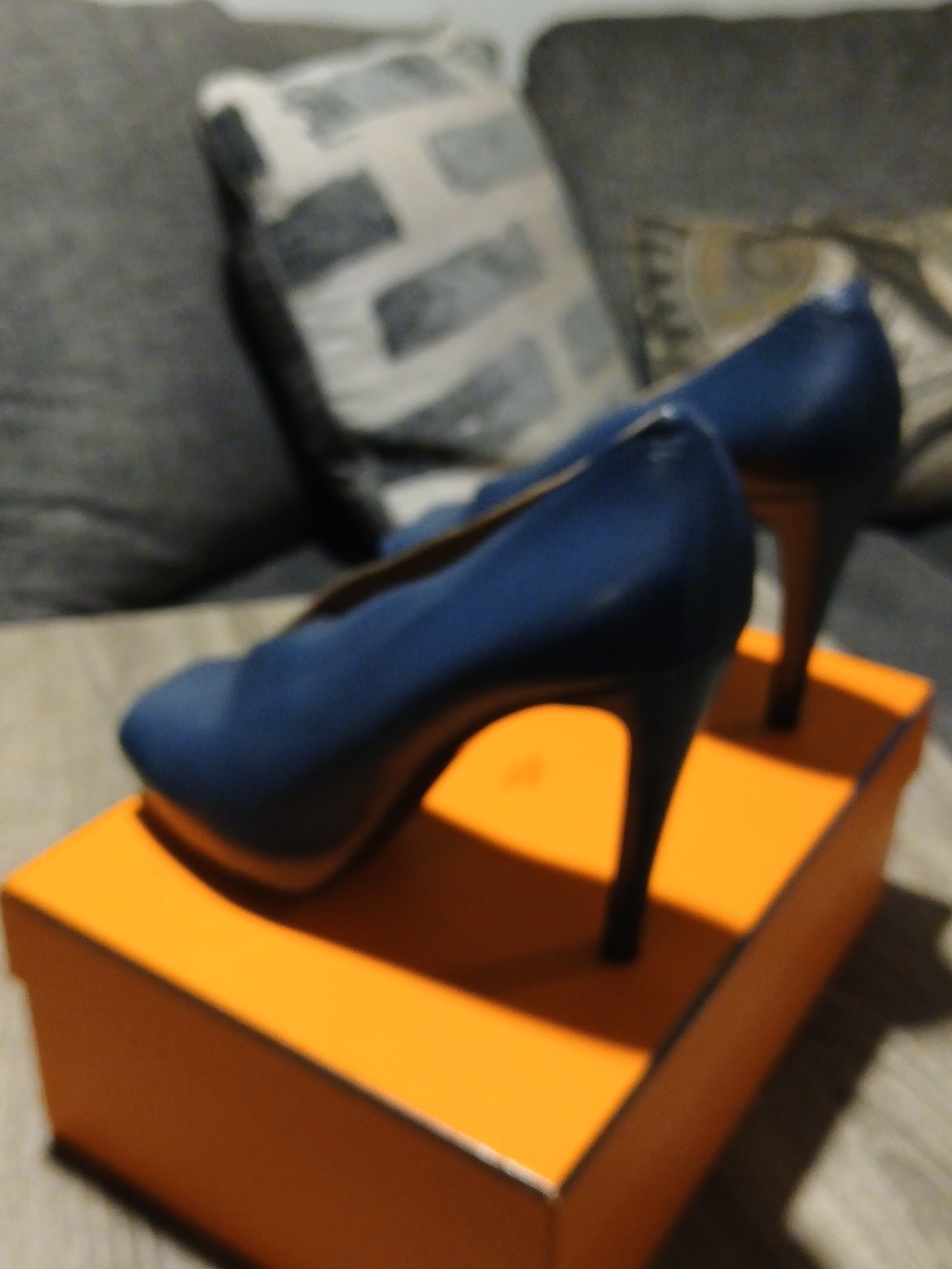 Hermès Gloria Teal Blue Leather Peep Toe Platform Pumps Heels Sz 39 (US 8.5) - Picture 5 of 15